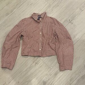 Gale striped barrel sleeve button down shirt